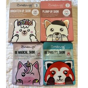 The Crème Shop Lot Face Mask Set 12 count NIB Llama Frenchie Unicorn Red Panda